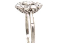 French Early 20th Century Platinum Diamond Cluster Ring