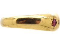 Edwardian 18ct Gold, Five Stone Ruby & Diamond Gypsy Ring