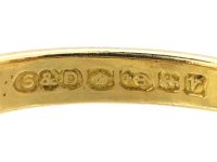 18ct Gold Carved Half Hoop Ring set with an Old Cushion Cut Diamond