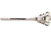 Platinum Solitaire Diamond Ring with Baguette Diamond Shoulders