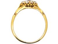 Victorian 18ct Gold Ruby & Diamond Cluster Ring with Split Shoulders