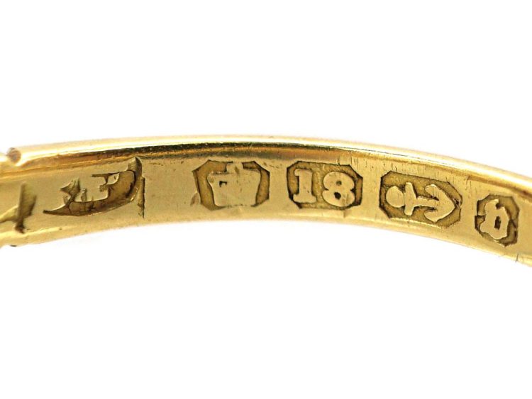 Victorian 18ct Gold Ruby & Diamond Cluster Ring with Split Shoulders