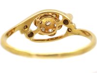 Edwardian 18ct Gold & Platinum Diamond Cluster Ring with Diamond Set Shoulders