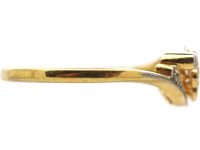 Edwardian 18ct Gold & Platinum Diamond Cluster Ring with Diamond Set Shoulders