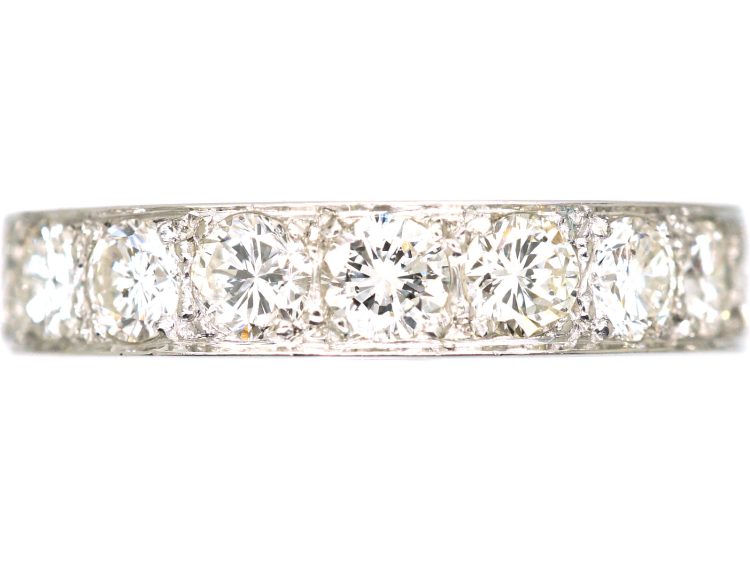 Art Deco Platinum Wide Eternity Ring set with Diamonds