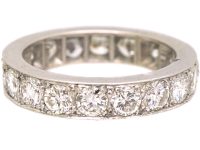 Art Deco Platinum Wide Eternity Ring set with Diamonds