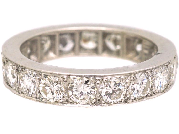 Art Deco Platinum Wide Eternity Ring set with Diamonds
