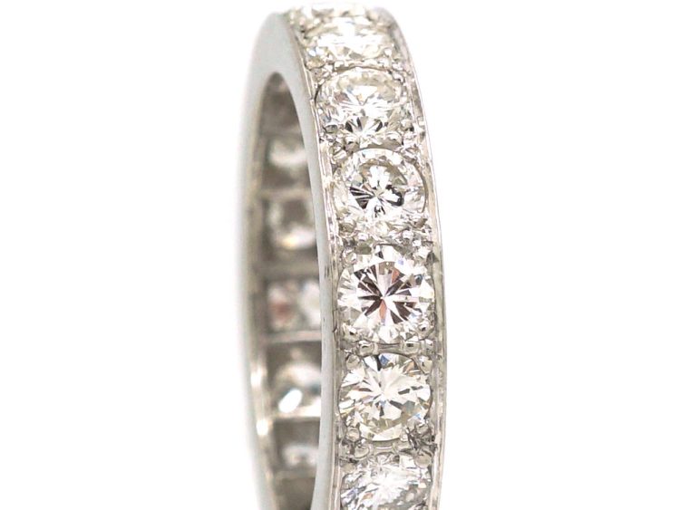 Art Deco Platinum Wide Eternity Ring set with Diamonds