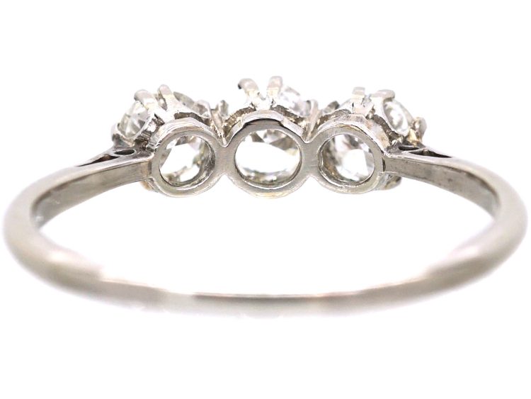 Early 20th Century 18ct White Gold & Platinum, Three Stone Diamond Ring