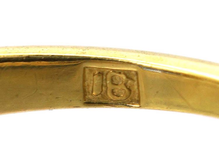 Edwardian 18ct Gold Five Stone Sapphire & Diamond Carved Half Hoop Ring