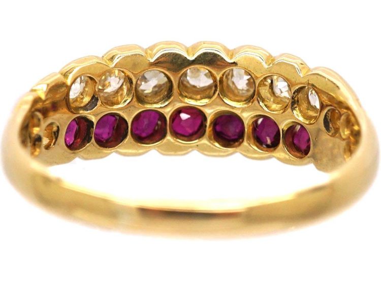 Victorian 14ct Gold Ruby & Diamond Slanting Style Ring