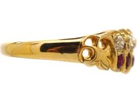 Victorian 14ct Gold Ruby & Diamond Slanting Style Ring