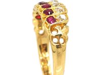 Victorian 14ct Gold Ruby & Diamond Slanting Style Ring
