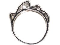 Retro 18ct White Gold Diamond Set Tank Ring