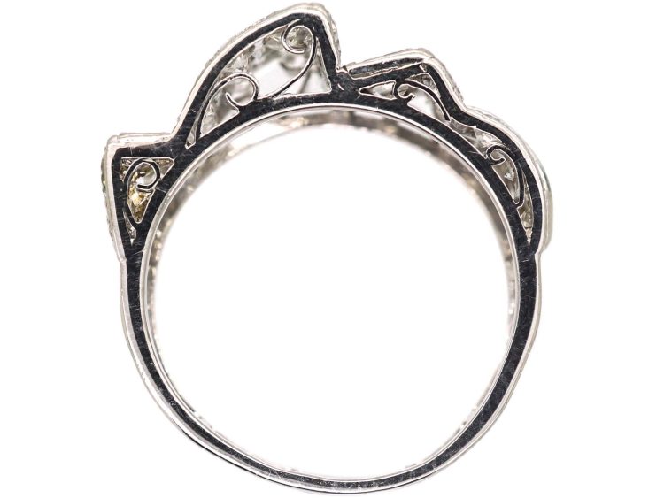 Retro 18ct White Gold Diamond Set Tank Ring