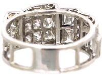 Retro 18ct White Gold Diamond Set Tank Ring