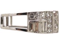 Retro 18ct White Gold Diamond Set Tank Ring