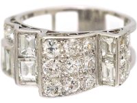Retro 18ct White Gold Diamond Set Tank Ring