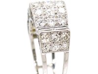 Retro 18ct White Gold Diamond Set Tank Ring