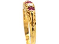 Victorian 18ct Gold Five Stone Ruby & Diamond Ring
