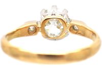 Early 20th Century 18ct Gold & Platinum, Diamond Solitaire Ring with Diamond Set Shoulders