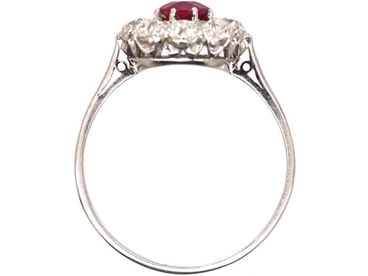 Early 20th Century Platinum Ruby & Diamond Cluster Ring