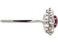 Early 20th Century Platinum Ruby & Diamond Cluster Ring