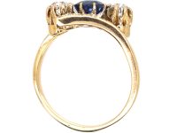 Edwardian 18ct Gold Sapphire & Diamond Crossover Ring
