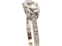 Early 20th Century 18ct Gold & Platinum, Three Stone Diamond Ring with Diamond Set Shoulders