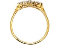 Edwardian 18ct Gold, Five Stone Diamond Carved Half Hoop Ring