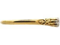 Edwardian 18ct Gold, Five Stone Diamond Carved Half Hoop Ring