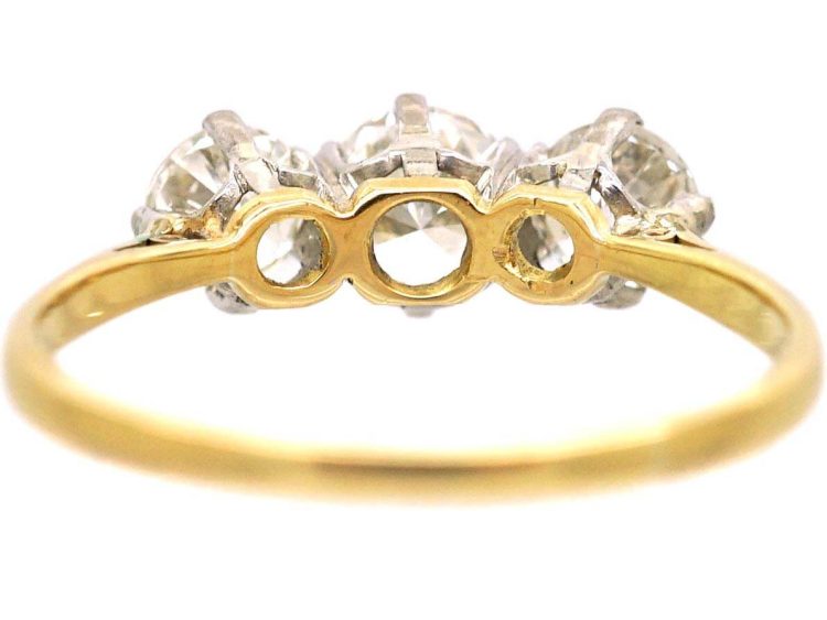 Early 20th Century 18ct Gold & Platinum, Three Stone Diamond Ring