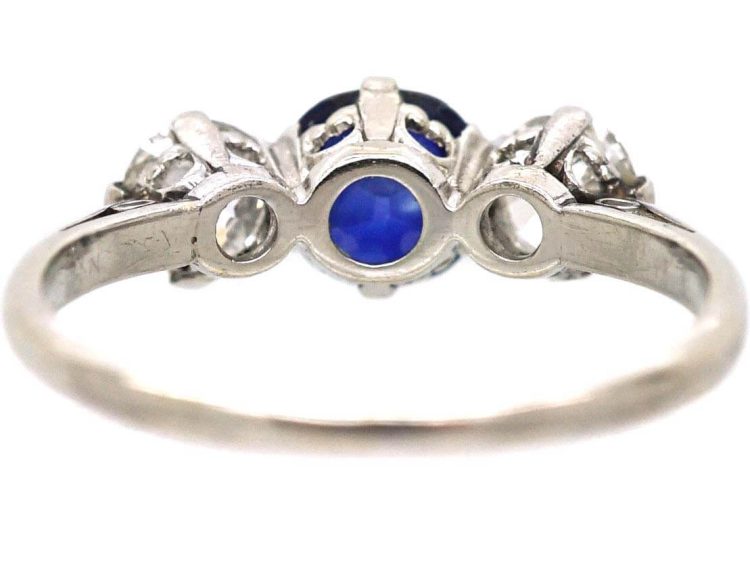 Early 20th Century 18ct Gold, Sapphire & Diamond Three Stone Ring