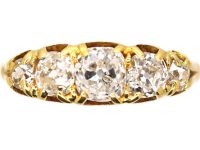 Victorian 18ct Gold Five Stone Old Mine Cut Diamond Ring