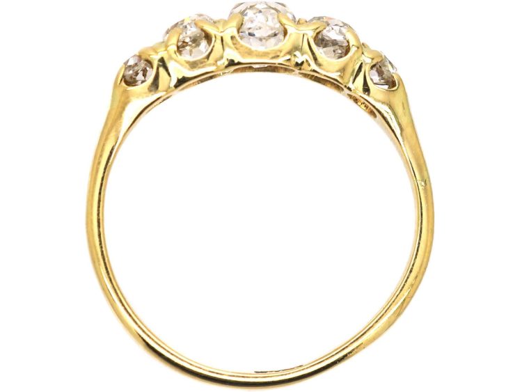 Victorian 18ct Gold Five Stone Old Mine Cut Diamond Ring