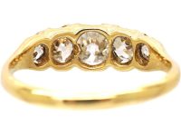Victorian 18ct Gold Five Stone Old Mine Cut Diamond Ring