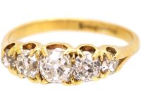 Victorian 18ct Gold Five Stone Old Mine Cut Diamond Ring