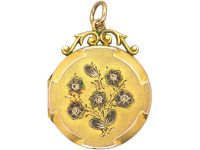 Edwardian 9ct Gold Back & Front Round Locket with Roses Motif