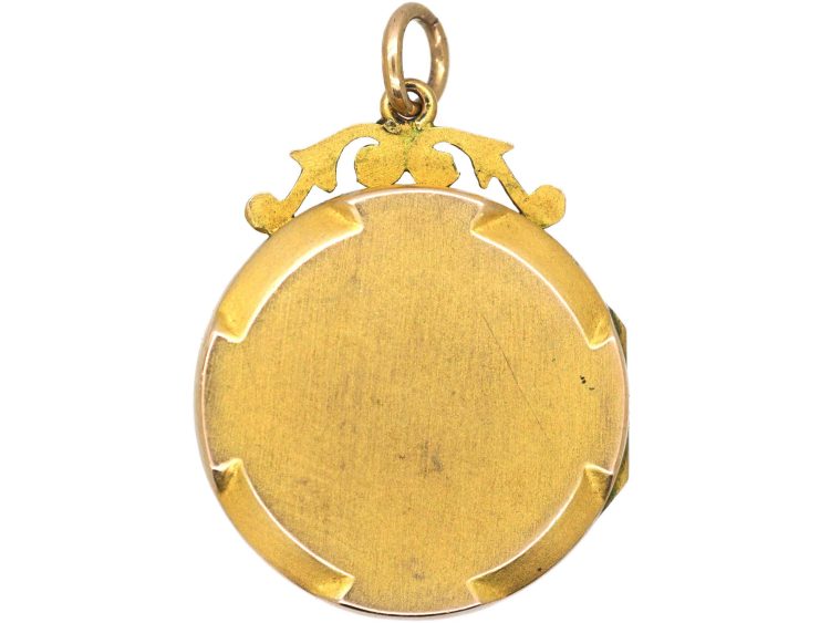 Edwardian 9ct Gold Back & Front Round Locket with Roses Motif