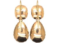 Georgian 9ct Gold, Green Paste & Natural Split Pearl Drop Earrings