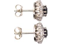 Mid 20th Century 18ct White Gold, Sapphire & Diamond Cluster Earrings