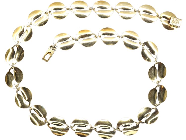 Silver Gilt White Enamel Double Leaves Necklace by Willy Winnaess for David Andersen