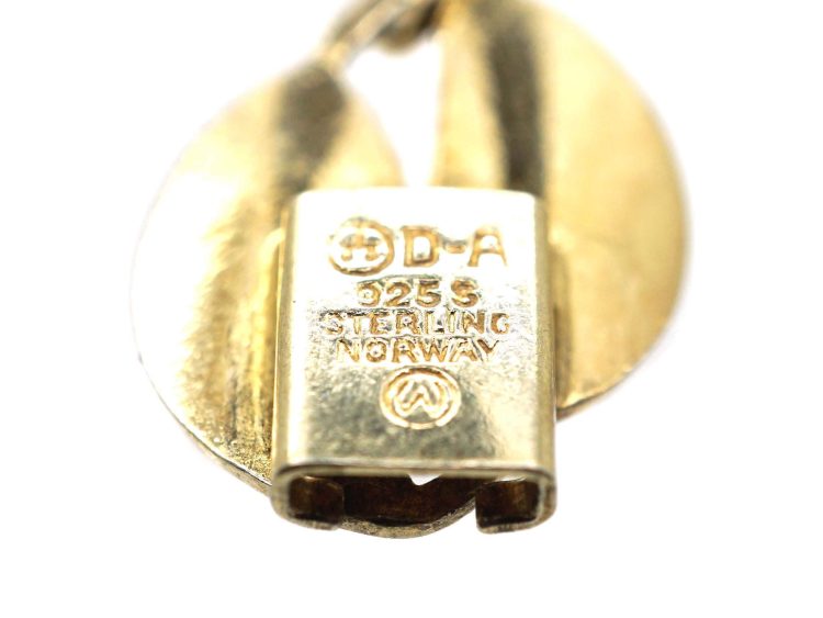 Silver Gilt White Enamel Double Leaves Necklace by Willy Winnaess for David Andersen