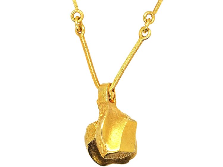 14ct Gold Nugget Pendant on Chain by Björn Weckström for Lapponia