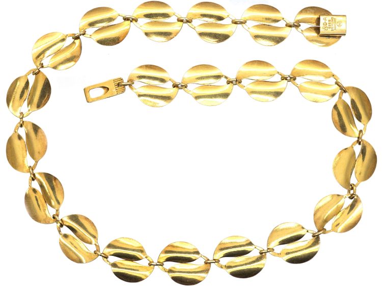 Silver Gilt Pale Blue Enamel Double Leaves Necklace by Willy Winnaess for David Andersen