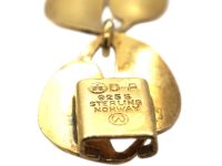 Silver Gilt Pale Blue Enamel Double Leaves Necklace by Willy Winnaess for David Andersen