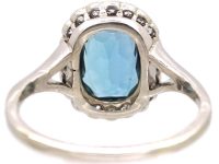 Early 20th Century 18ct White Gold Aquamarine and Diamond Cluster Ring