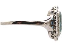 Early 20th Century 18ct White Gold Aquamarine and Diamond Cluster Ring