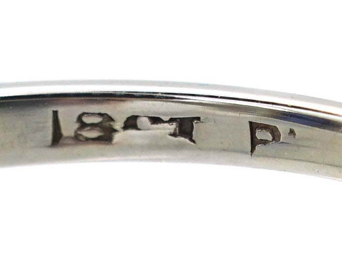 Art Deco 18ct White Gold & Platinum Geometric Ring set with Sapphires & Diamonds