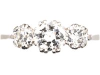 Early 20th Century Platinum, Three Stone Diamond Ring